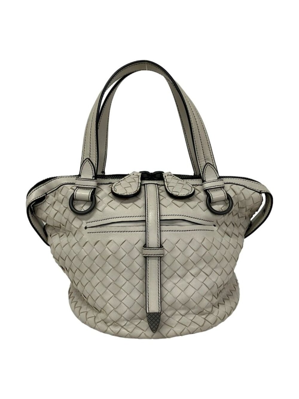 Bottega Veneta Handbag Tamboura Bag Light Gray Leather